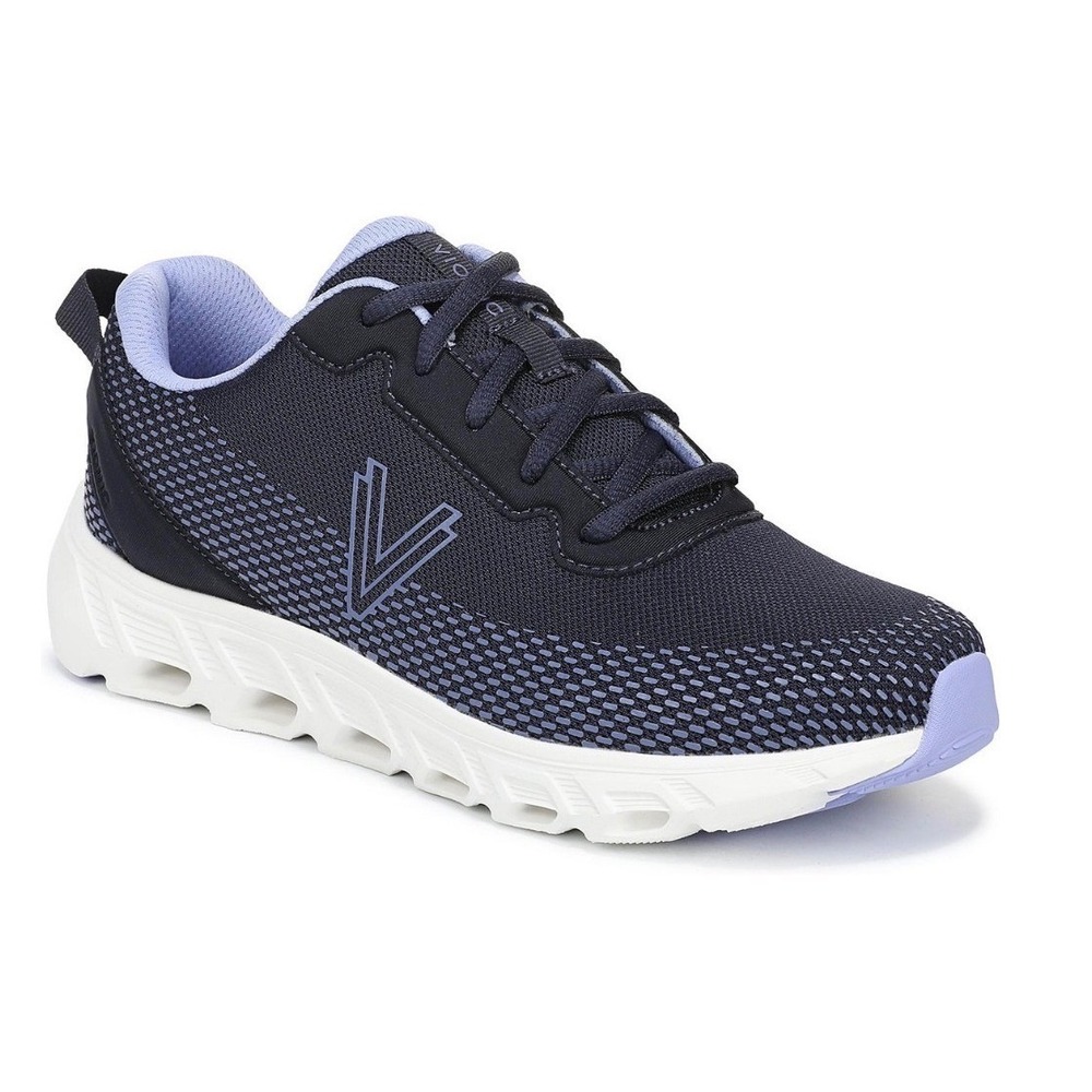 Vionic Priscilla Women Walking Shoes Navy Lavender Mesh Sneakers Size 8.5 Medium